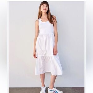 Sundry Mixed Media Cotton Modal Tiered Tank Midi Dress